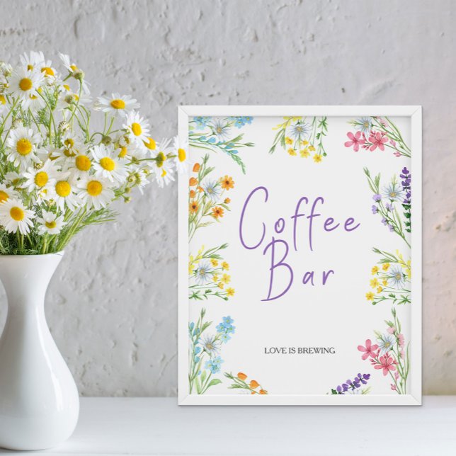 Wildflower Meadow Bridal Shower Coffee Bar Sign (Bridal Shower coffee bar sign from my Wildflower Meadow Collection - or printed or as digital file)