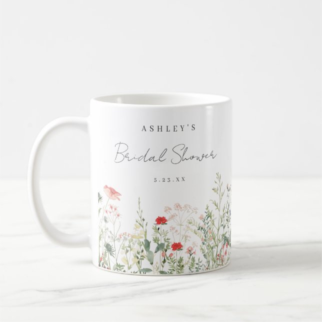 Wildflower Meadow Bridal Shower Favor Coffee Mug (Left)