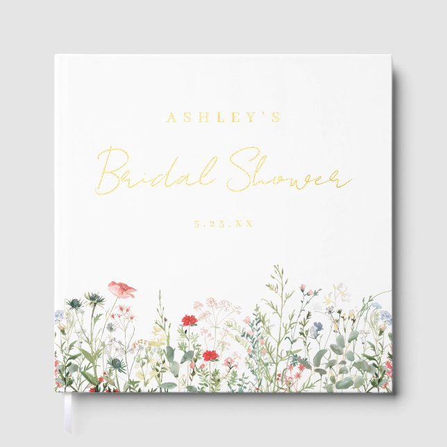 Wildflower Meadow Bridal Shower Foil Guest Book (Front)