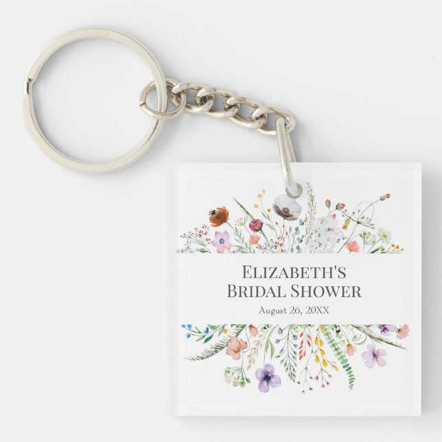 Wildflower Meadow Bridal Shower  Keychain (Front)