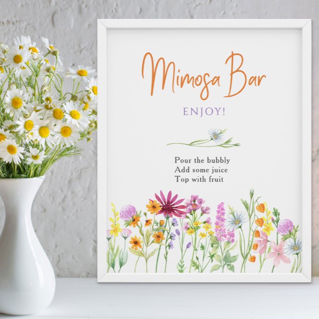 Wildflower Meadow Bridal Shower Mimosa Bar Sign (Mimosa Bar floral bridal shower sign from my Wildflower Meadow collection)