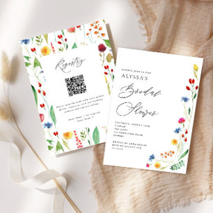 Wildflower Meadow Bridal Shower QR Code Invitation