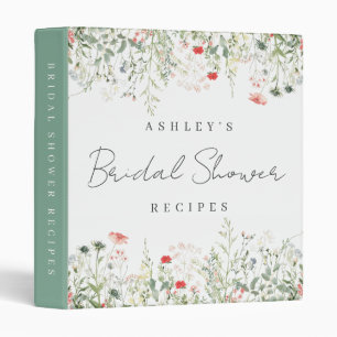 Wildflower Meadow Bridal Shower Recipe 3 Ring Binder