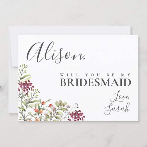 Wildflower Meadow Bridesmaid Proposal Card
