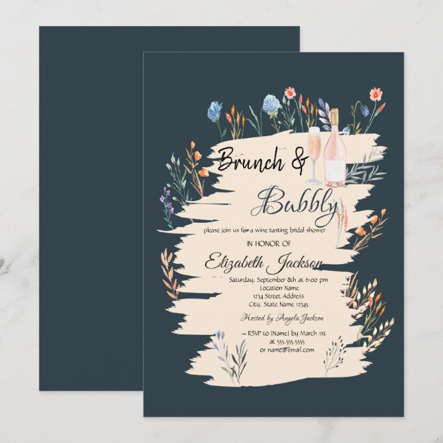 Wildflower Meadow Brunch & Bubbly Bridal Shower Invitation (Front/Back)
