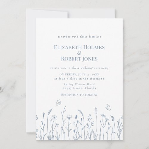 Wildflower Meadow Butterflies Wedding Invitation
