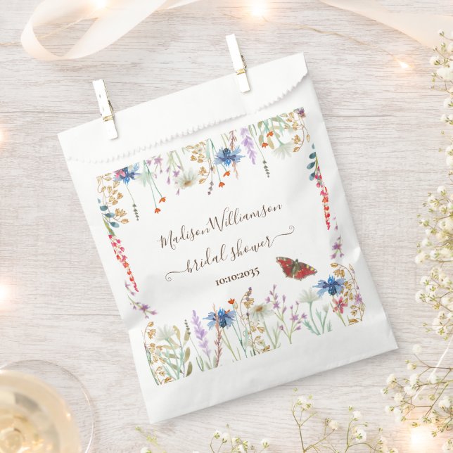 Wildflower Meadow Butterfly Bridal Shower Favor Bag (Clipped)