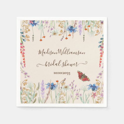 Wildflower Meadow Butterfly Bridal Shower  Napkins