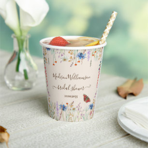 Wildflower Meadow Butterfly Bridal Shower Paper Cups