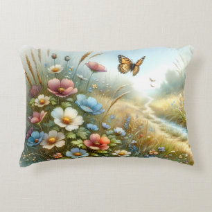 Wildflower Meadow Butterfly Garden Accent Pillow