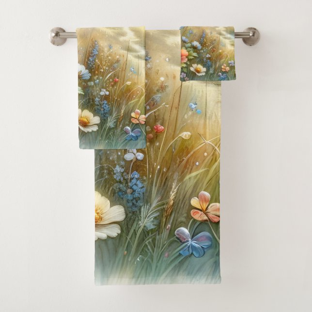 Wildflower Meadow Butterfly Garden Bath Towel Set (Insitu)