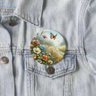 Wildflower Meadow Butterfly Garden Button