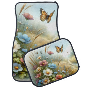 Wildflower Meadow Butterfly Garden Car Floor Mat