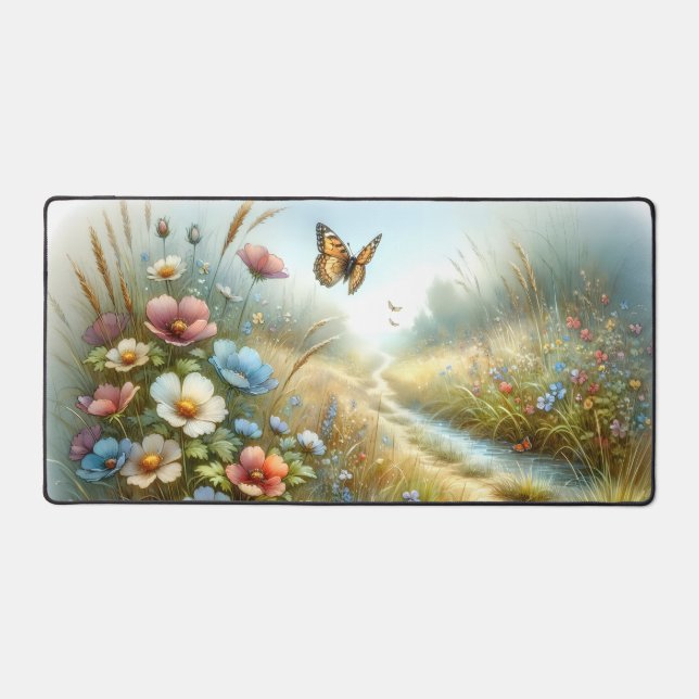 Wildflower Meadow Butterfly Garden Desk Mat (Front)