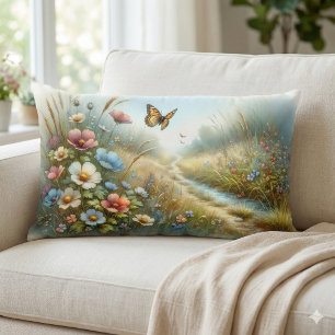 Wildflower Meadow Butterfly Garden Lumbar Pillow