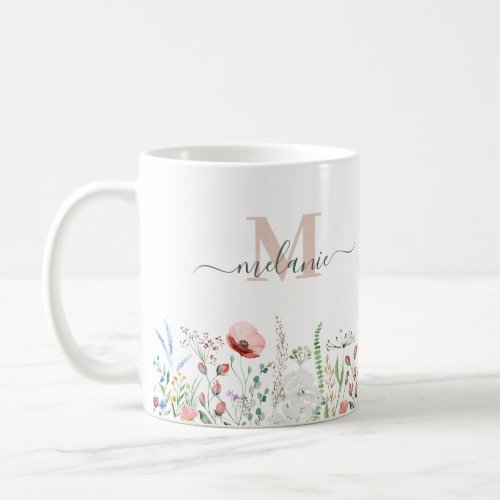 Wildflower Meadow Custom Name Monogram Coffee Mug