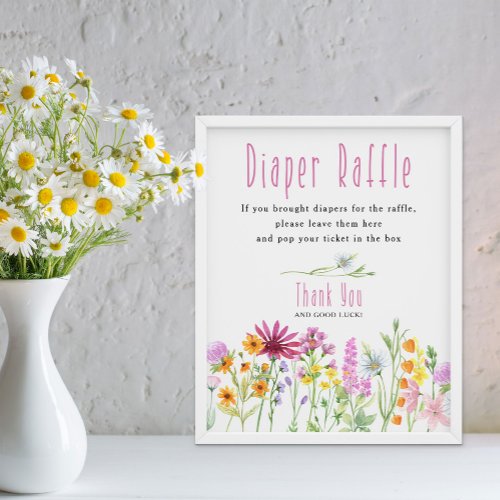 Wildflower Meadow Diaper Raffle Baby Shower Poster