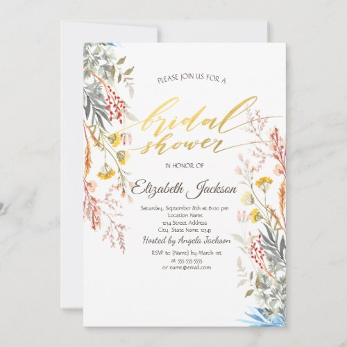 Wildflower Meadow Dried Bridal Shower  Invitation