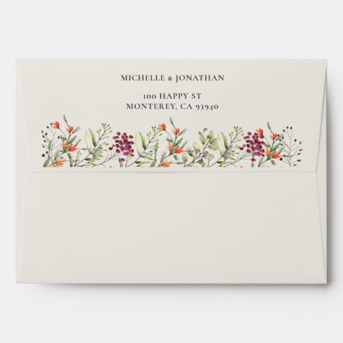 Wildflower Meadow Ecru Wedding Invitation Envelope