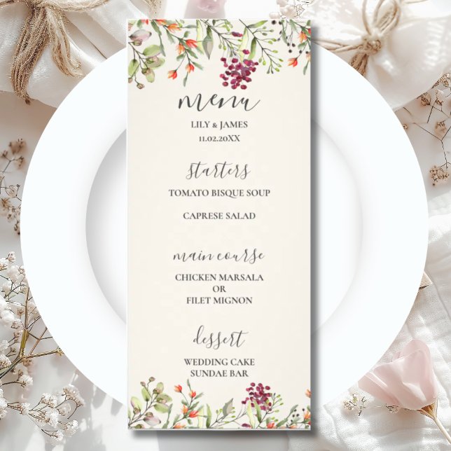 Wildflower Meadow Ecru Wedding Menu (Creator Uploaded)