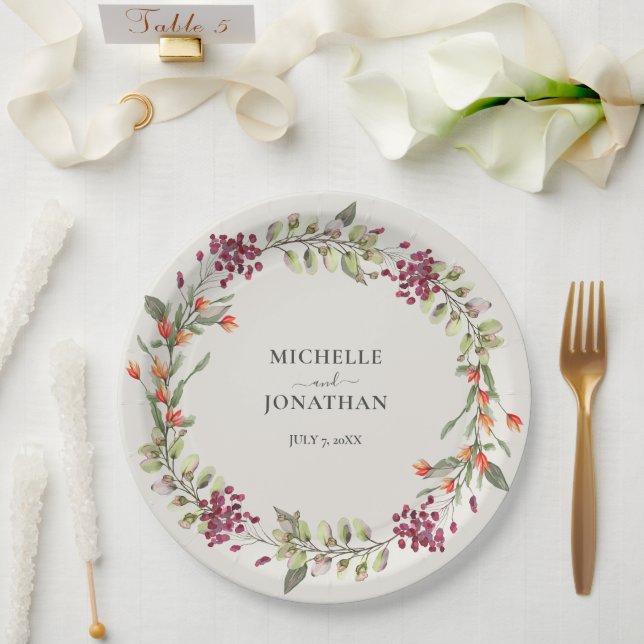 Wildflower Meadow Ecru Wedding  Paper Plates (Wedding)
