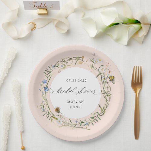 wildflower meadow elegant bridal shower paper plat paper plates