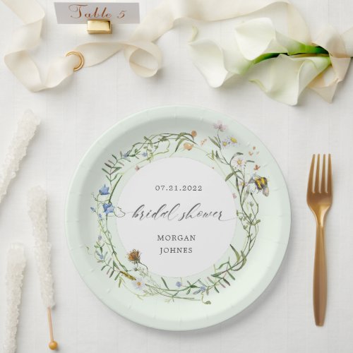 wildflower meadow elegant bridal shower paper plates