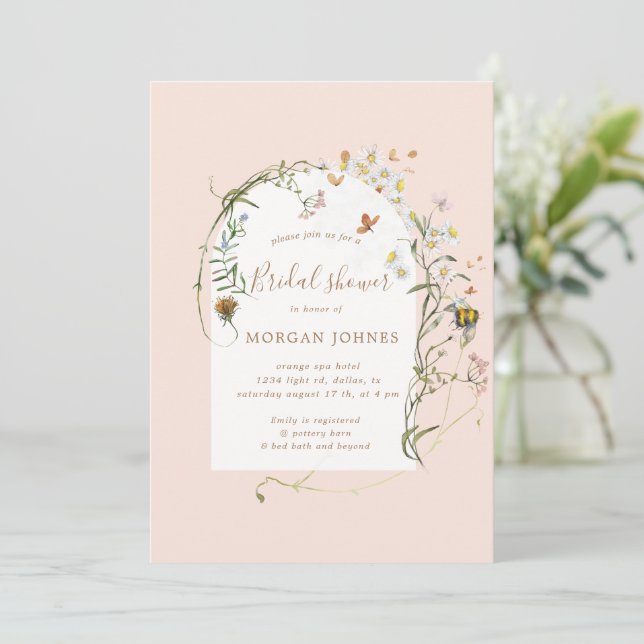 wildflower meadow floral Bridal Shower Invite (Standing Front)