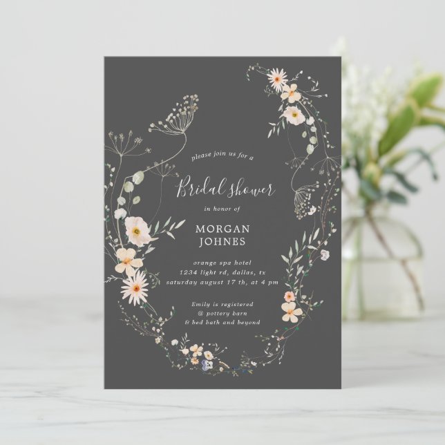 wildflower meadow floral Bridal Shower Invite (Standing Front)