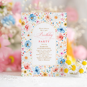 Wildflower Meadow Floral Elegant Garden Birthday Invitation