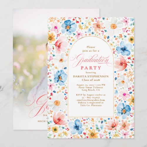 Wildflower Meadow Floral Elegant Garden Graduation