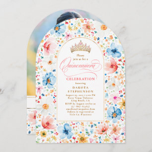 Wildflower Meadow Floral Garden Quinceanera Photo Invitation