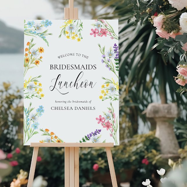 Wildflower Meadow Floral Luncheon Welcome Foam Board (Floral lunch with the bride welcome sign)