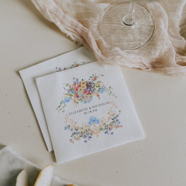 Wildflower Meadow | Floral Wedding Crest  Napkins (Creator Uploaded)