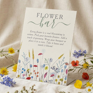 Wildflower Meadow Flower Bar Thank You Favor Pedestal Sign
