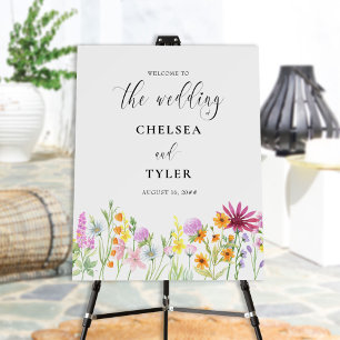 Wildflower Meadow Flowers Wedding Welcome Foam Board