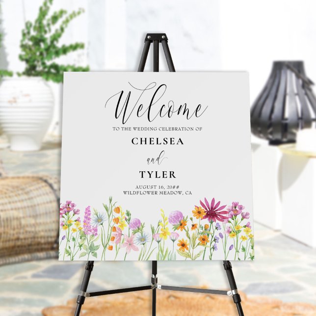 Wildflower Meadow Flowers Wedding Welcome Script Foam Board (Creator Uploaded)