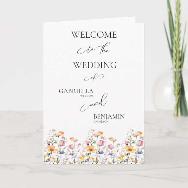 Wildflower Meadow Folded Wedding Program (Front)