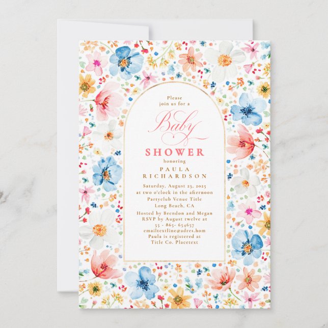 Wildflower Meadow Garden Floral Boho Baby Shower Invitation (Front)