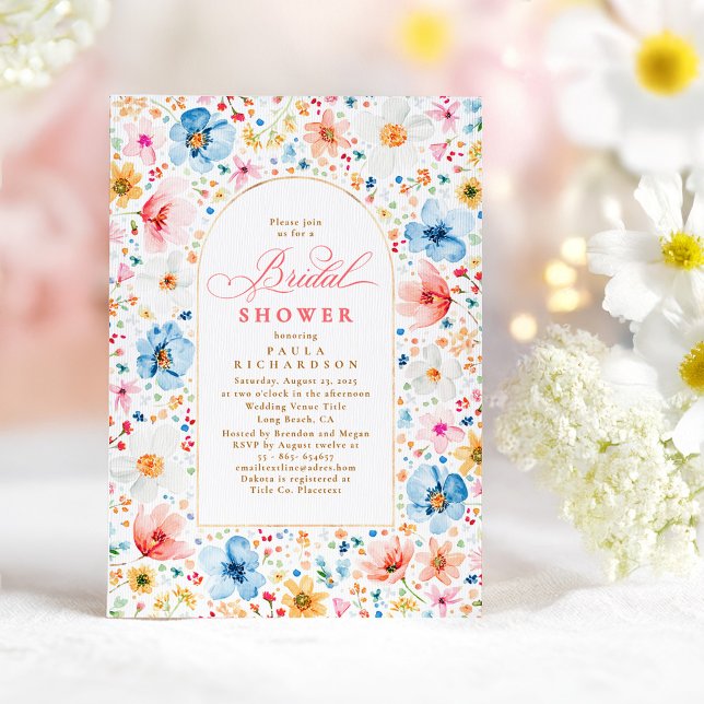 Wildflower Meadow Garden Floral Bridal Shower Invitation (Wildflower Bridal Shower Invitation)