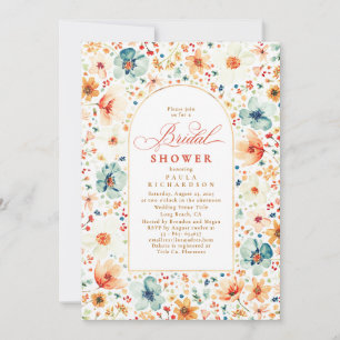 Wildflower Meadow Garden Floral Fall Bridal Shower Invitation