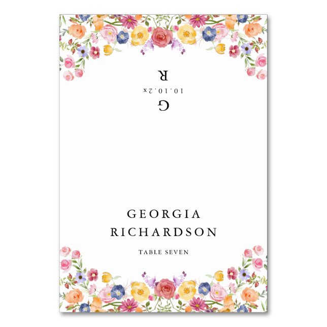 Wildflower Meadow Garden Wedding Boho Place Card (Front)