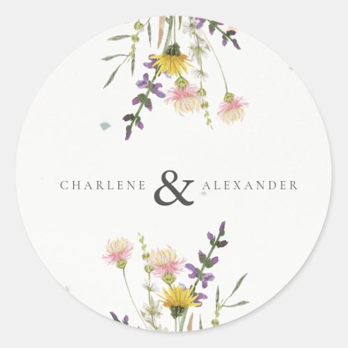 Wildflower Meadow Garden Wedding Classic Round Sticker