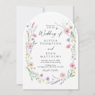 Wildflower Meadow Garden Wreath Wedding Invitation