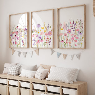 Wildflower Meadow Girls Nursery Wall Art Sets