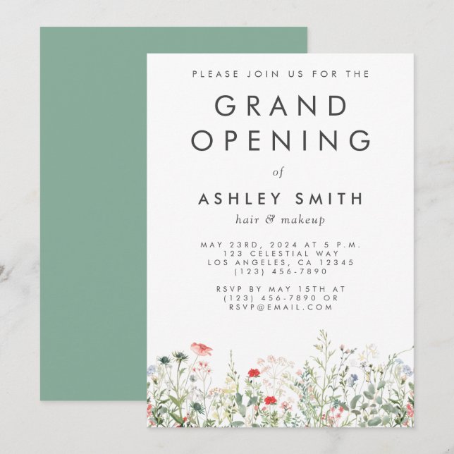Wildflower Meadow Grand Opening Invitation (Front/Back)