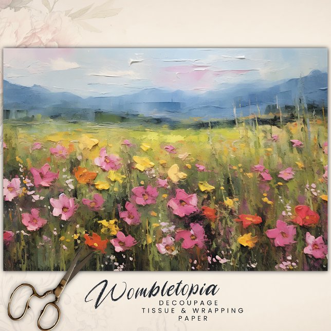 Wildflower Meadow Landscape Oil Painting Decoupage Tissue Paper (Creator Uploaded)