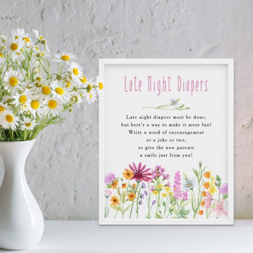 Wildflower Meadow Late Night Diaper Baby Shower Poster