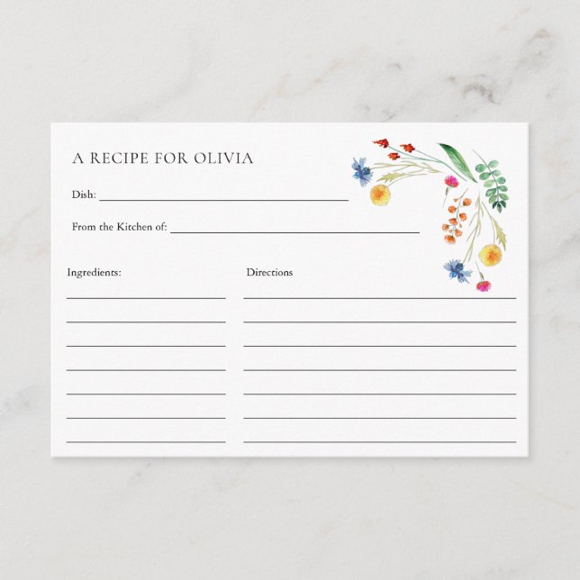 Wildflower Meadow Love in Bloom Recipe Card (Front)