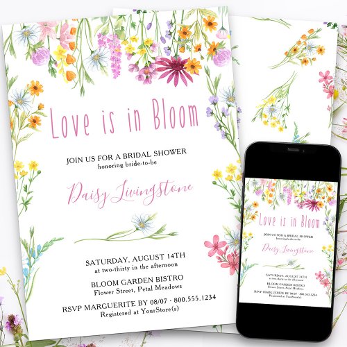 Wildflower Meadow Love is in Bloom Bridal Shower Invitation